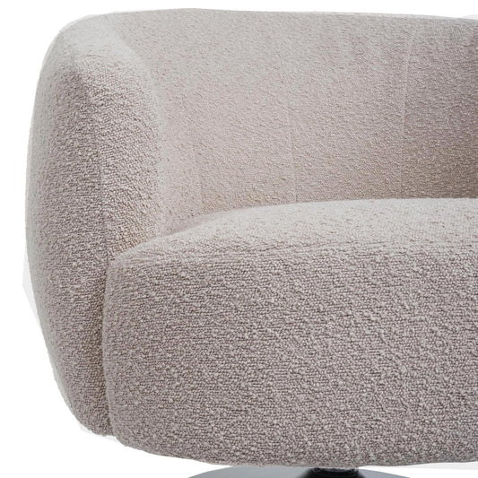 Cosmo Casa - Loungestoel - Draaibaar - Bouclé & Metaal - Crème-Beige