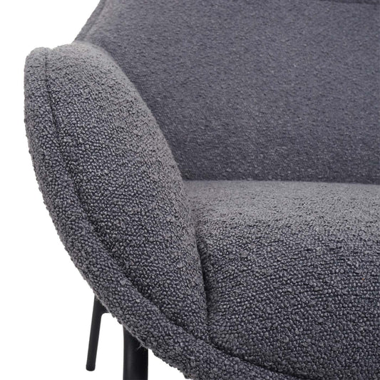 Cosmo Casa - Loungestoel - Bouclé - Textiel & Metaal - Donkergrijs