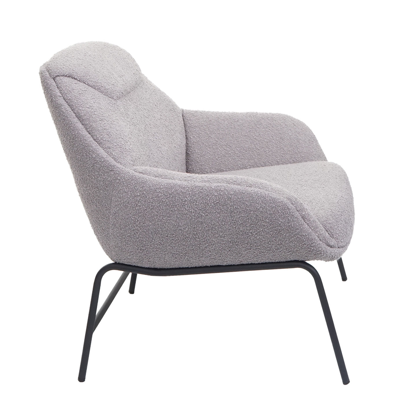 Cosmo Casa - Loungestoel - Bouclé - Textiel & Metaal - Donkergrijs