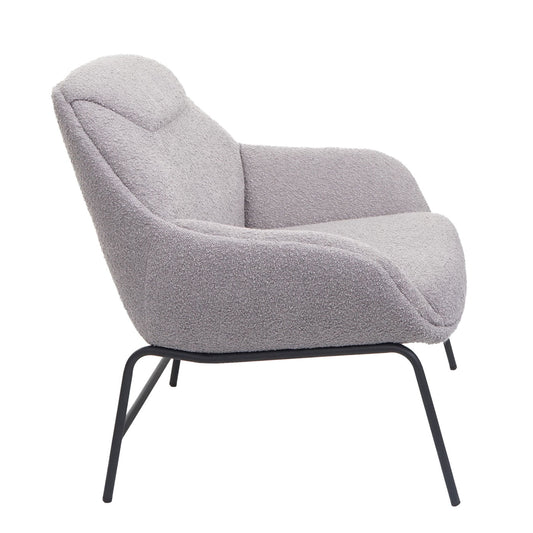 Cosmo Casa - Loungestoel - Bouclé - Textiel & Metaal - Donkergrijs