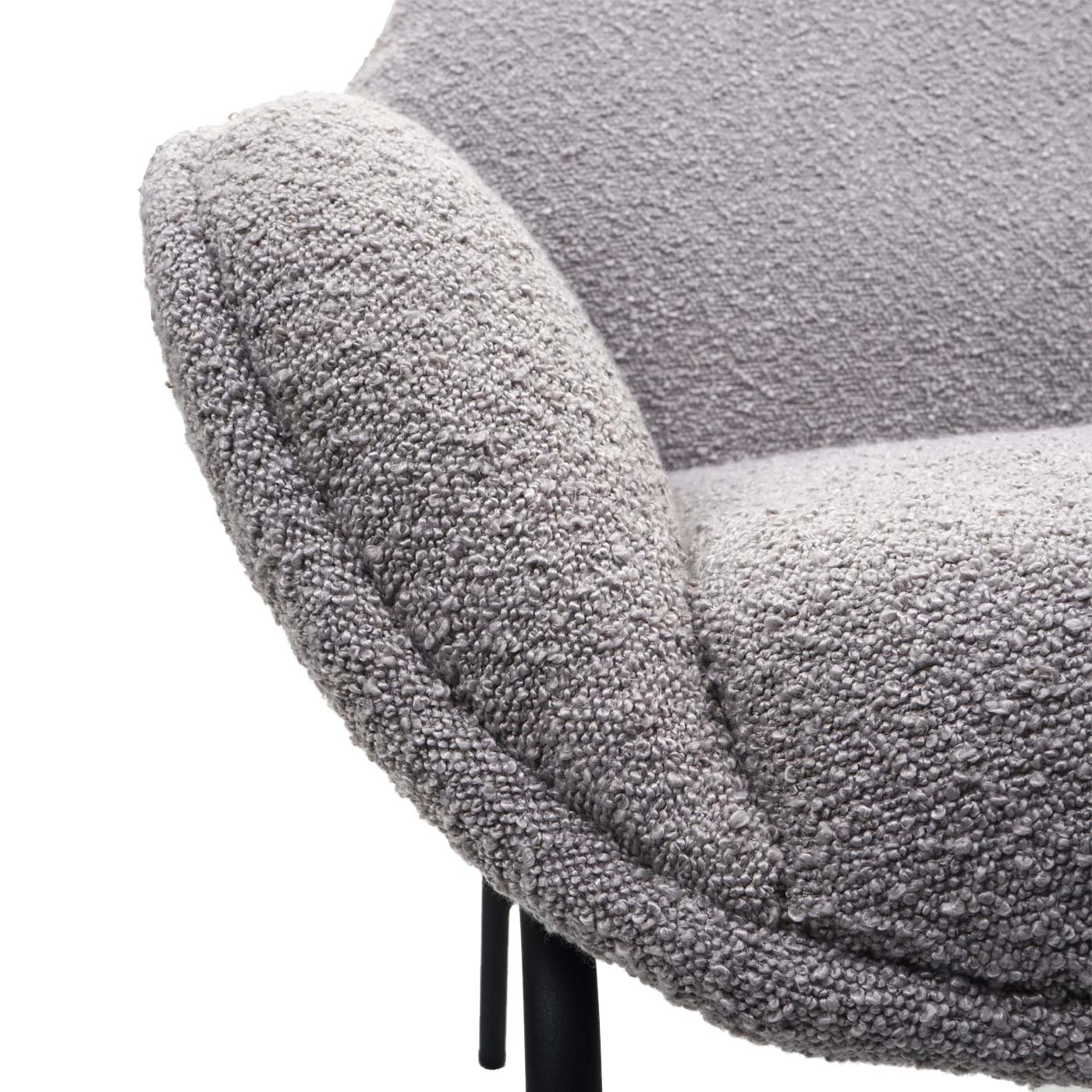 Cosmo Casa - Loungestoel - Bouclé - Textiel & Metaal - Donkergrijs