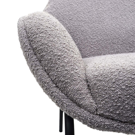 Cosmo Casa - Loungestoel - Bouclé - Textiel & Metaal - Donkergrijs