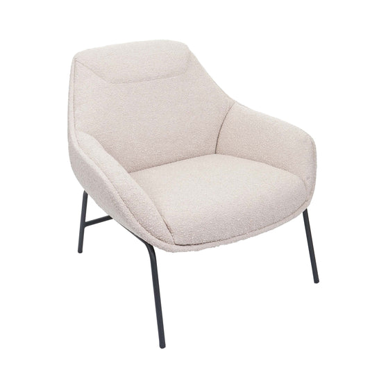 Cosmo Casa - Loungestoel - Bouclé - Textiel & Metaal - Crème-Beige