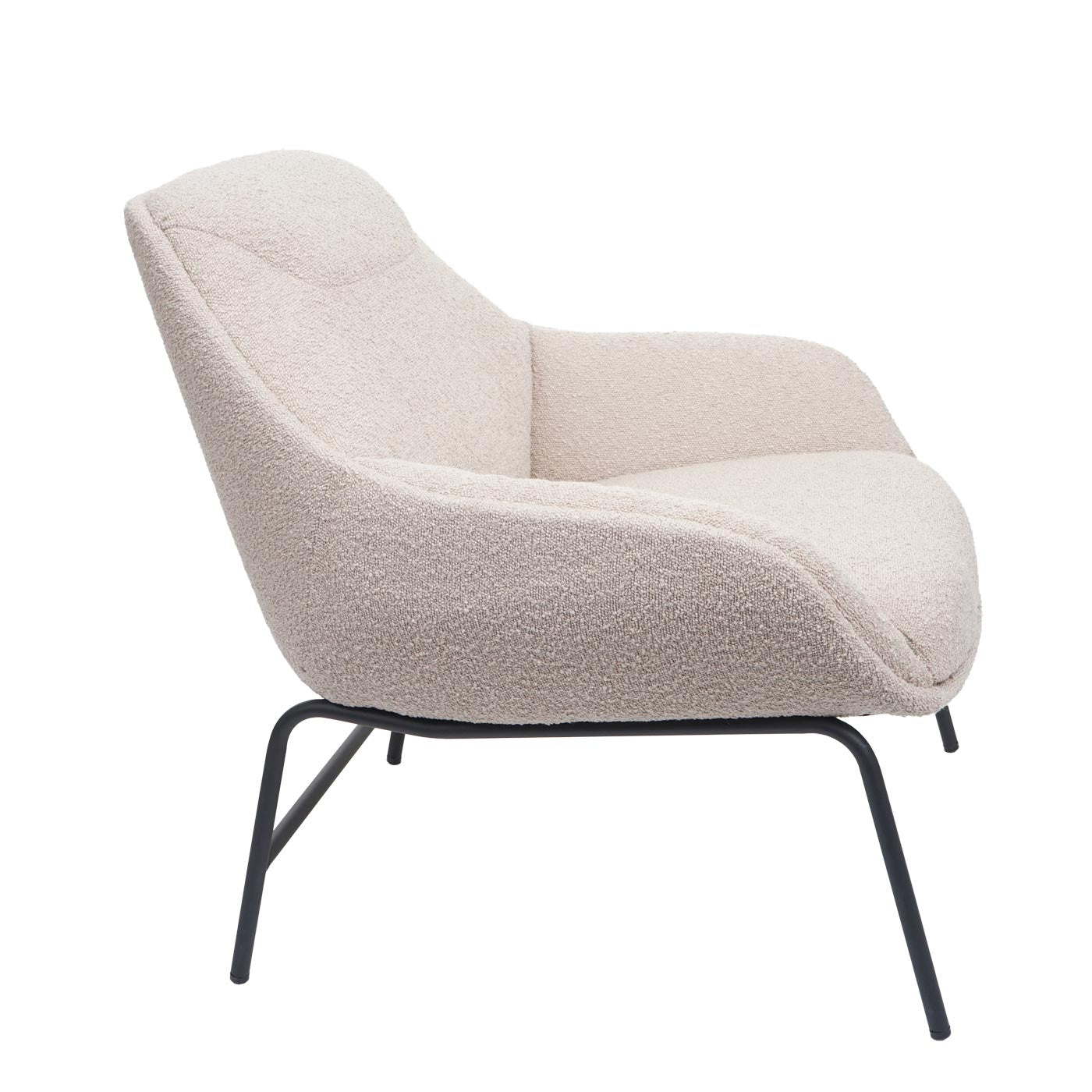 Cosmo Casa - Loungestoel - Bouclé - Textiel & Metaal - Crème-Beige