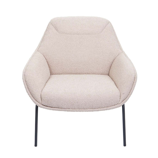 Cosmo Casa - Loungestoel - Bouclé - Textiel & Metaal - Crème-Beige