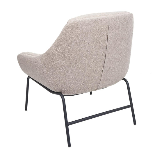 Cosmo Casa - Loungestoel - Bouclé - Textiel & Metaal - Crème-Beige