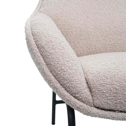Cosmo Casa - Loungestoel - Bouclé - Textiel & Metaal - Crème-Beige