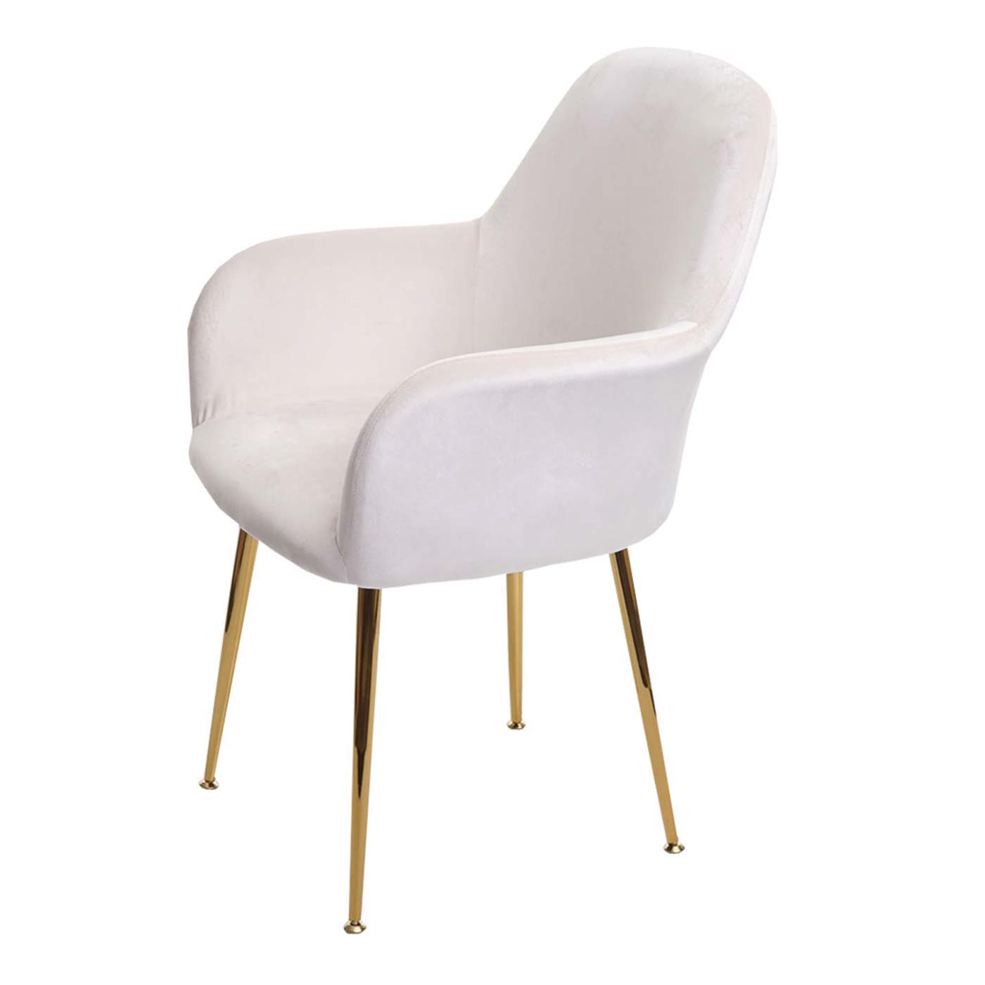 Cosmo Casa - Set van 2 Eetkamerstoelen - Retro - Fluweel - Crème-Wit