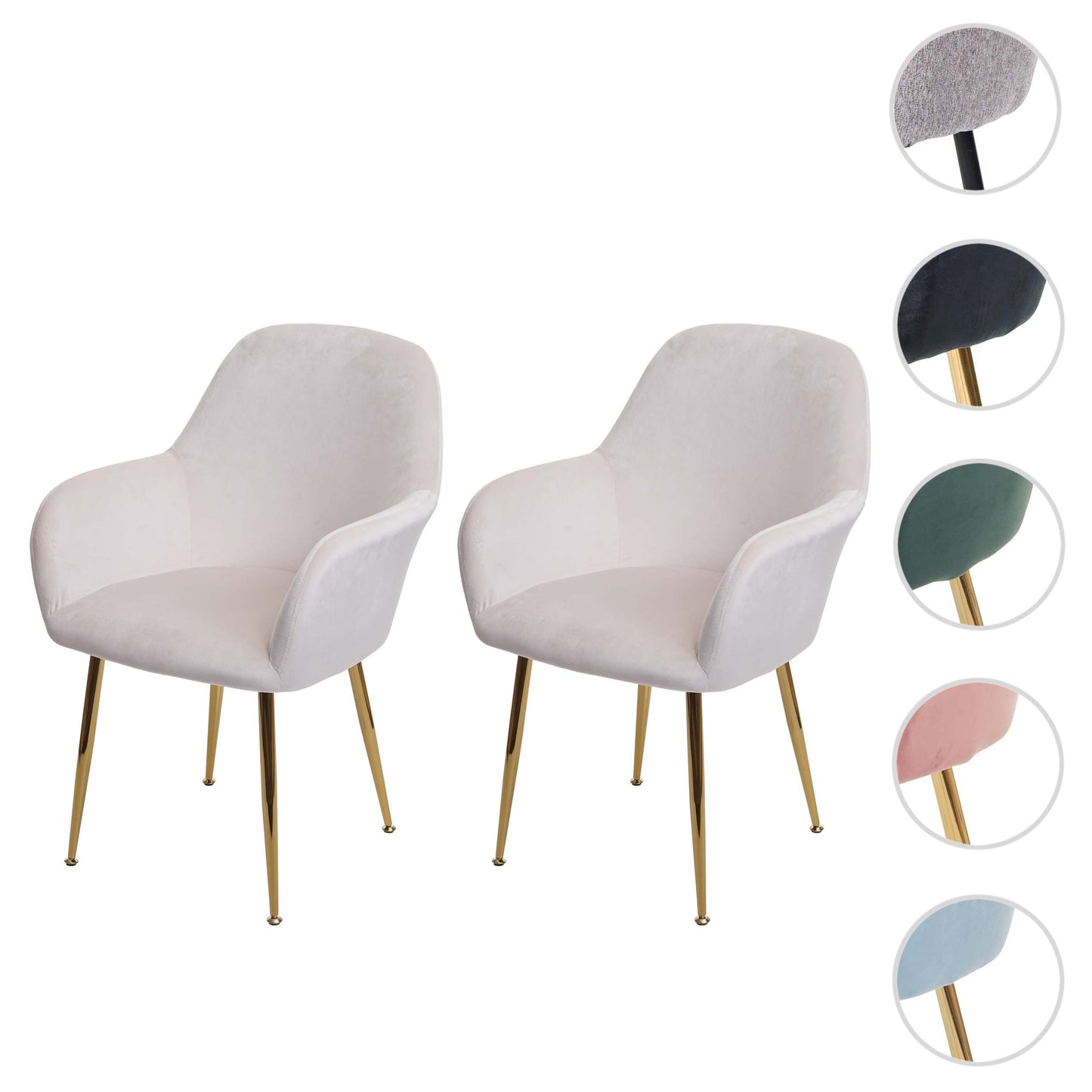 Cosmo Casa - Set van 2 Eetkamerstoelen - Retro - Fluweel - Crème-Wit