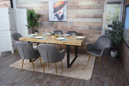 Cosmo Casa - Set van 2 Eetkamerstoelen - Retro - Fluweel - Lichtgrijs