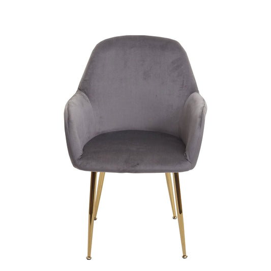 Cosmo Casa - Set van 2 Eetkamerstoelen - Retro - Fluweel - Lichtgrijs