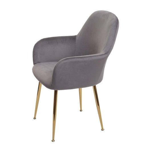 Cosmo Casa - Set van 2 Eetkamerstoelen - Retro - Fluweel - Lichtgrijs