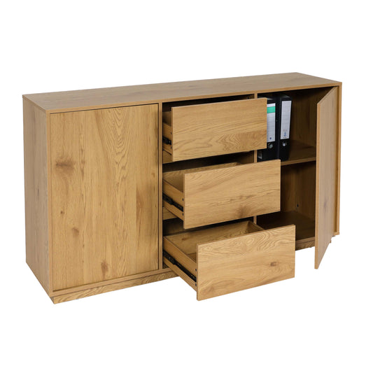 Cosmo Casa - Dressoir - Soft-close lade - MDF - Eikenlook - 86×160×40 cm