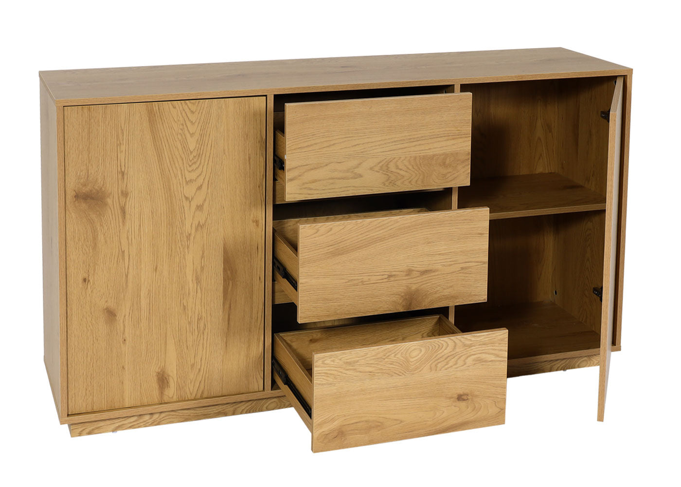 Cosmo Casa - Dressoir - Soft-close lade - MDF - Eikenlook - 86×160×40 cm