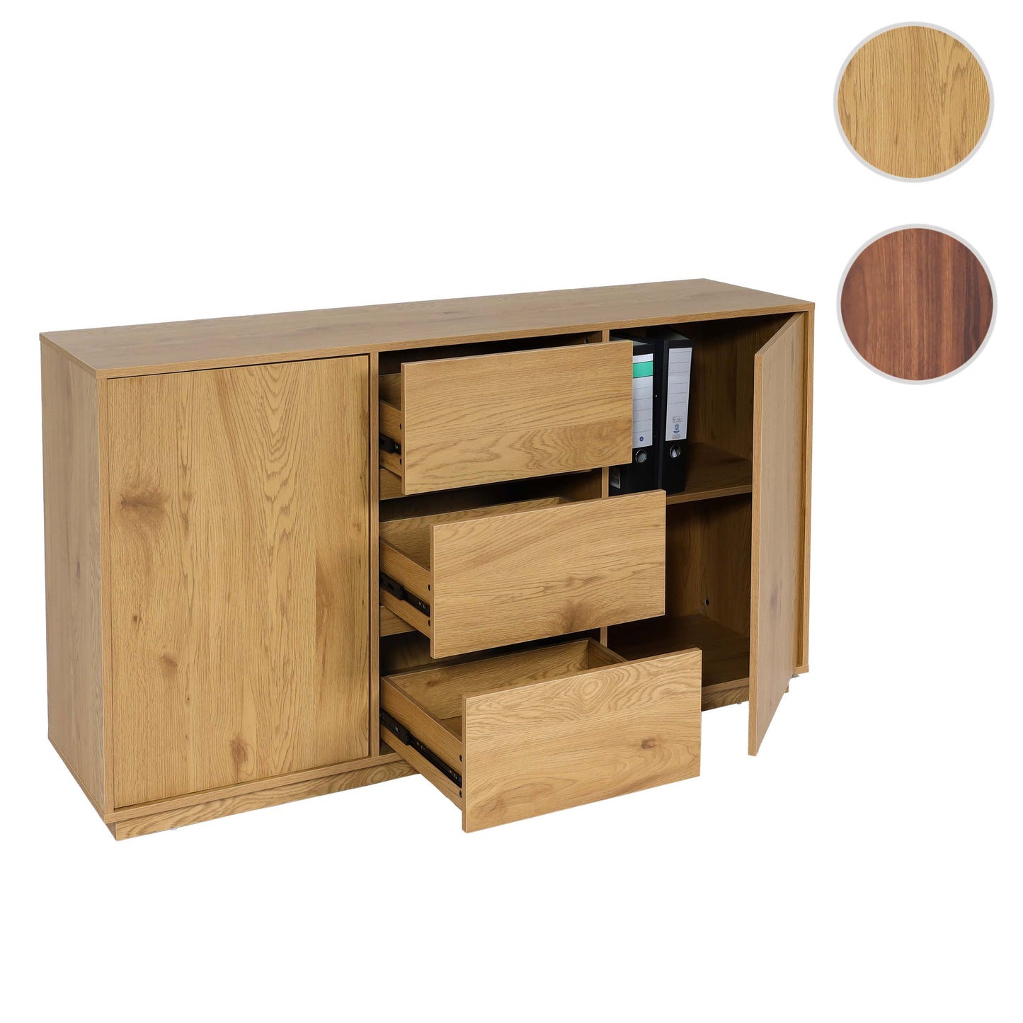 Cosmo Casa - Dressoir - Soft-close lade - MDF - Eikenlook - 86×160×40 cm