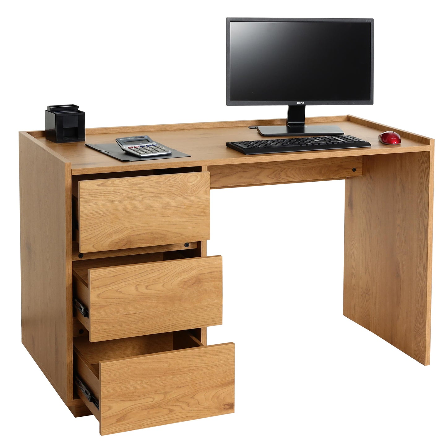 Cosmo Casa - Bureau - Met lade - MDF & Metaal - Eikenlook - 78×121×60 cm
