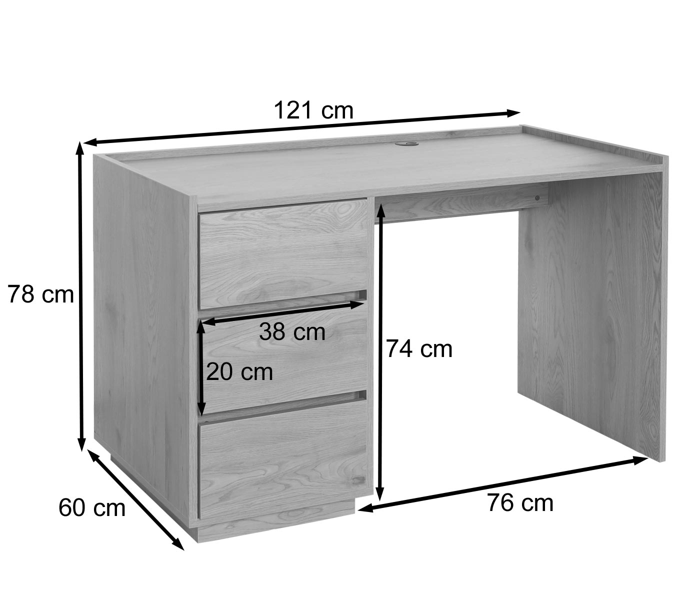 Cosmo Casa - Bureau - Met lade - MDF & Metaal - Walnootlook - 78×121×60 cm