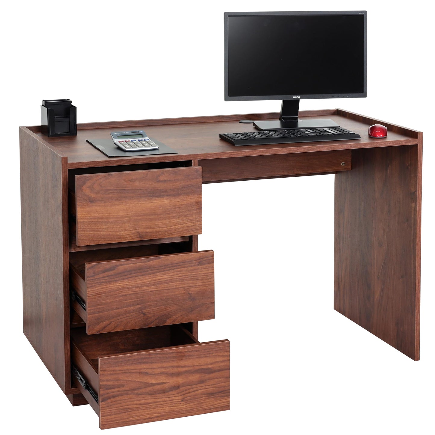 Cosmo Casa - Bureau - Met lade - MDF & Metaal - Walnootlook - 78×121×60 cm