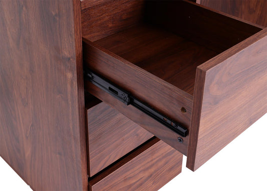 Cosmo Casa - Bureau - Met lade - MDF & Metaal - Walnootlook - 78×121×60 cm