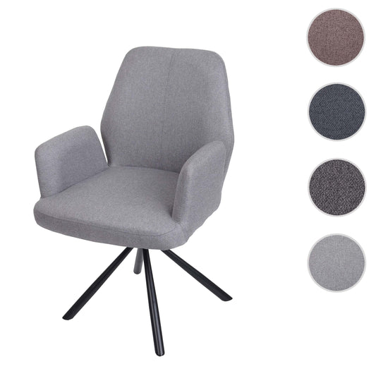 Cosmo Casa - Eetkamerstoel - Swivel - Textiel & Staal - Lichtgrijs