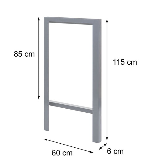 Cosmo Casa - Fietsframe - Gepoedercoat - Staal - Grijs - 115×60×6 cm