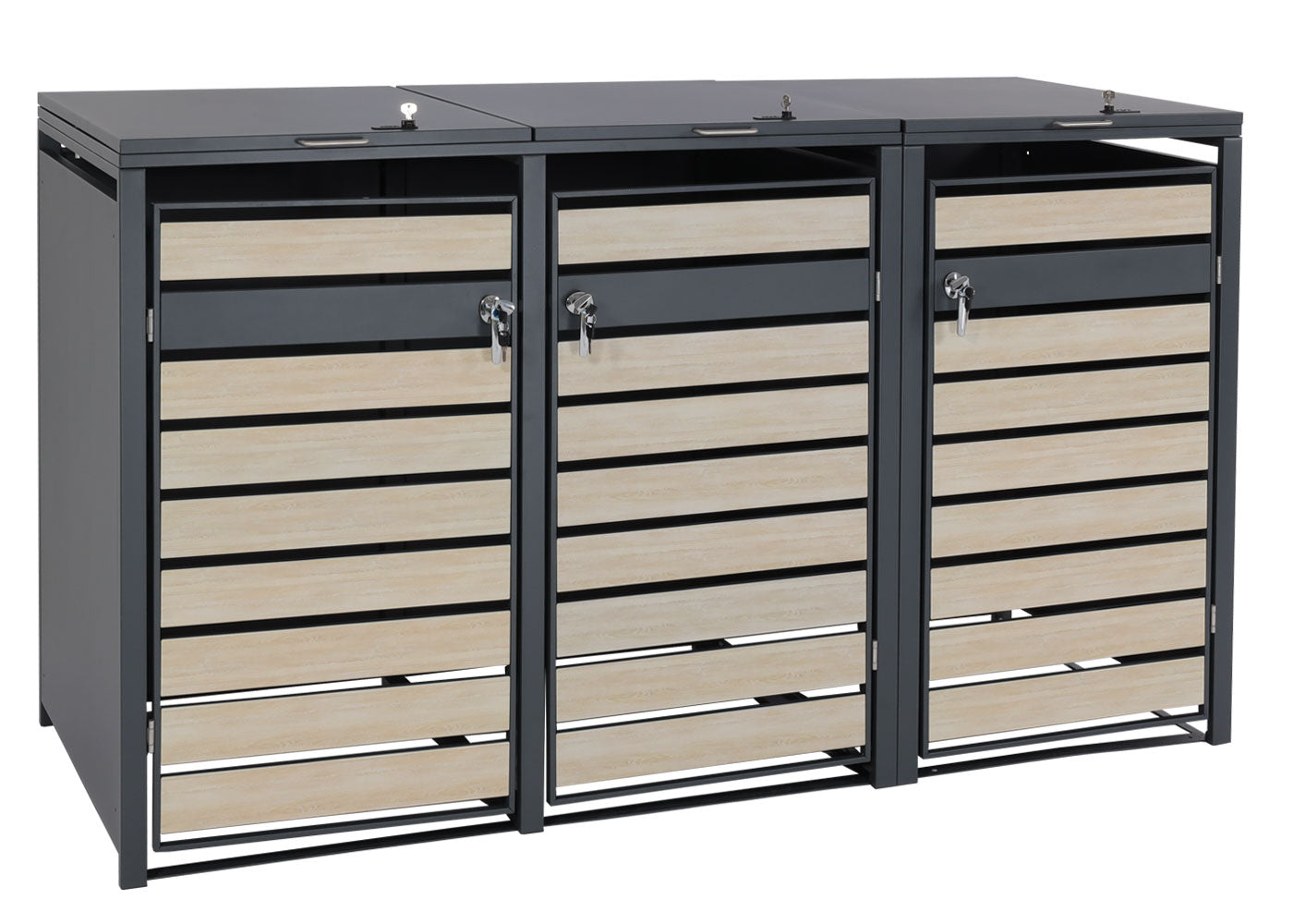 Cosmo Casa - Vuilnisbakbekleding - 3-delig - Metaal & Beukenhoutlook - Lichtbruin