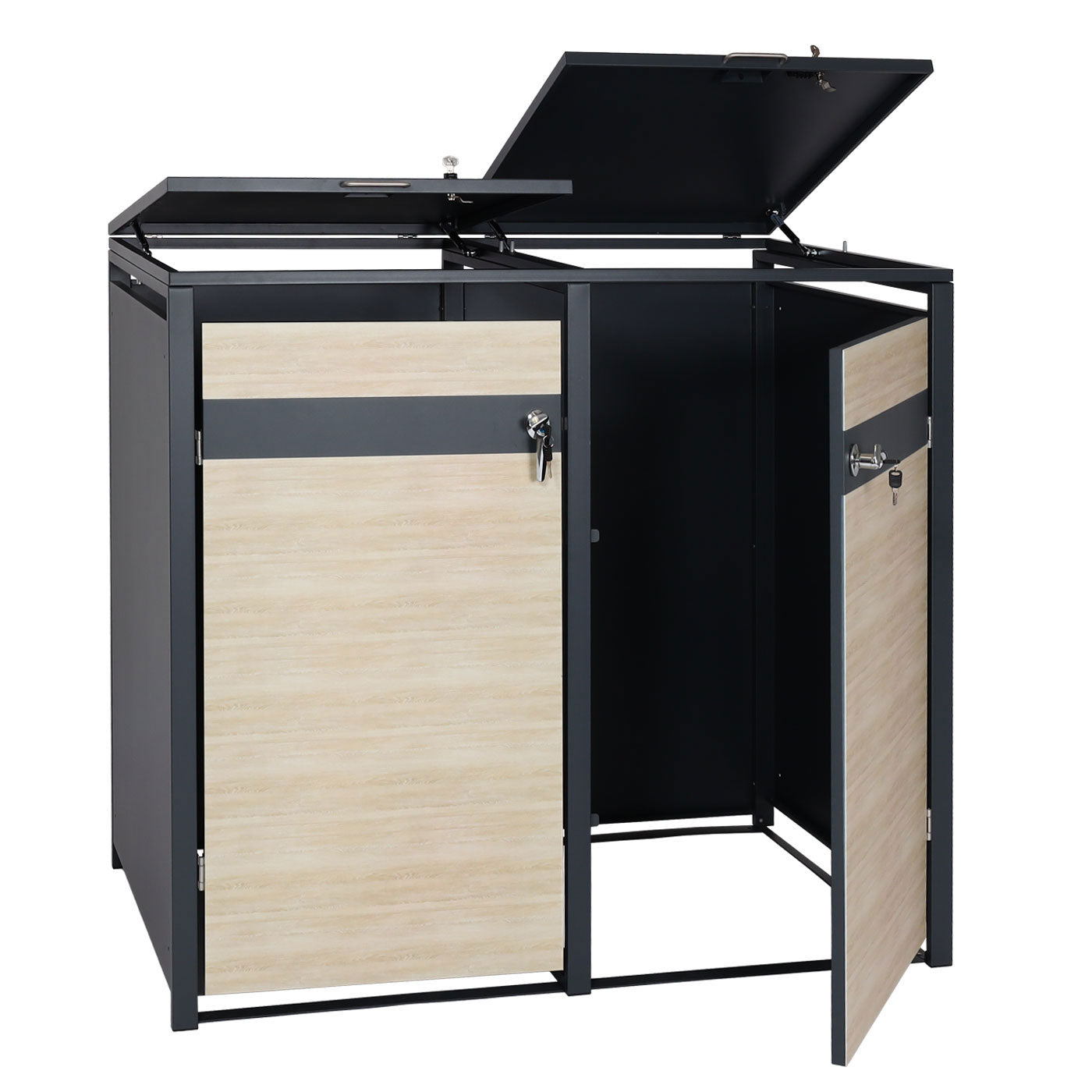 Cosmo Casa - Set van 2 Vuilnisbakbekleding - Uitbreidbaar - Metaal - Beukenhoutlook - Lichtbruin