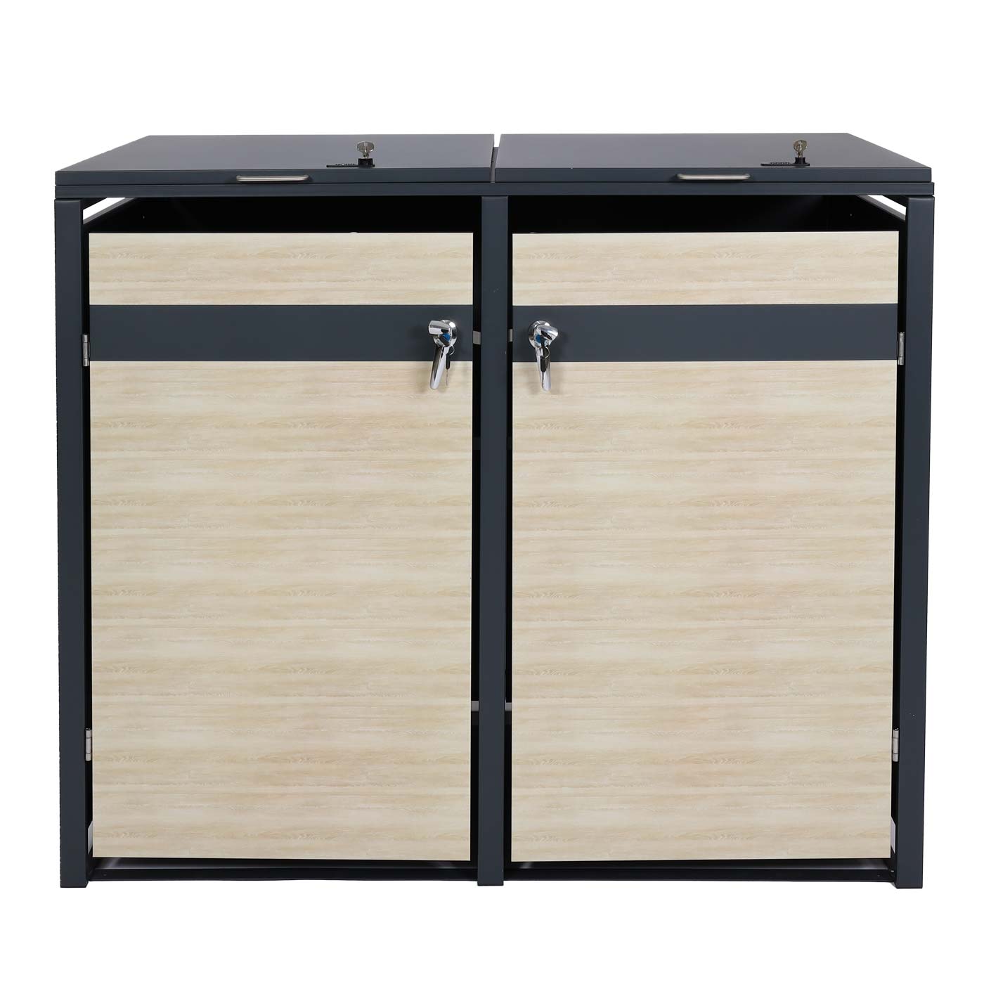 Cosmo Casa - Set van 2 Vuilnisbakbekleding - Uitbreidbaar - Metaal - Beukenhoutlook - Lichtbruin