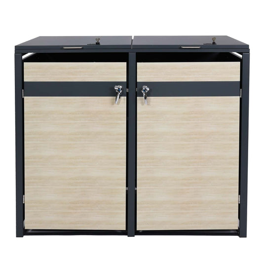 Cosmo Casa - Set van 2 Vuilnisbakbekleding - Uitbreidbaar - Metaal - Beukenhoutlook - Lichtbruin