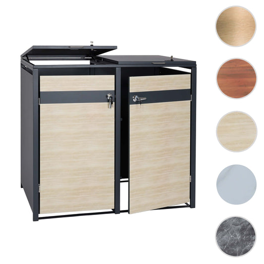 Cosmo Casa - Set van 2 Vuilnisbakbekleding - Uitbreidbaar - Metaal - Beukenhoutlook - Lichtbruin