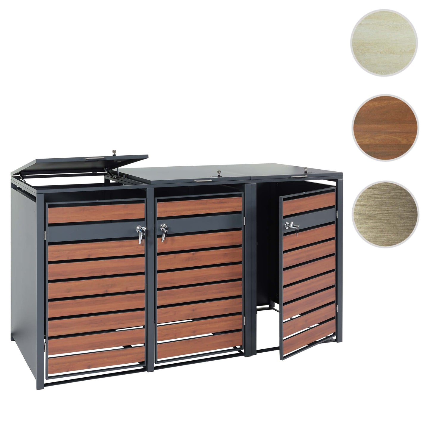 Cosmo Casa - Vuilnisbakbekleding - 3-delig - Metaal & Kersenhoutlook - Donkerbruin