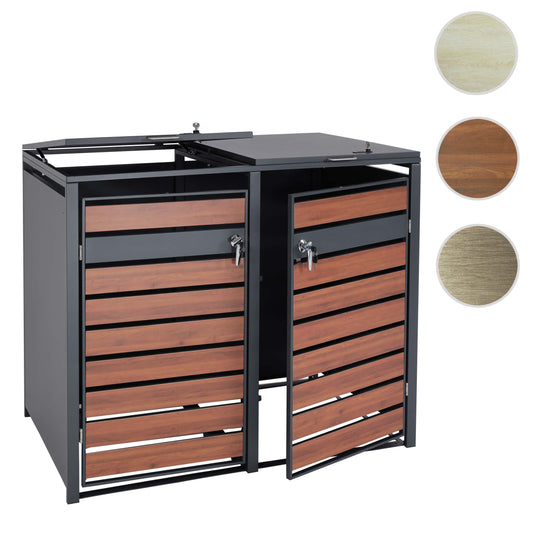 Cosmo Casa - Vuilnisbakbekleding - 2-delig - Metaal & Kersenhoutlook - Donkerbruin