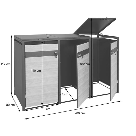 Cosmo Casa - 3-delige Vuilnisbakbekleding - Uitbreidbaar - Metaal - Kersenhoutlook - Donkerbruin