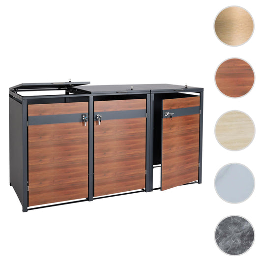 Cosmo Casa - 3-delige Vuilnisbakbekleding - Uitbreidbaar - Metaal - Kersenhoutlook - Donkerbruin