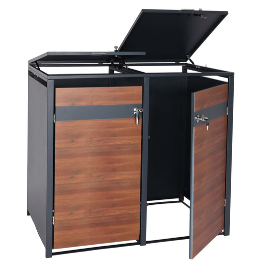 Cosmo Casa - Set van 2 Vuilnisbakbekleding - Uitbreidbaar - Metaal - Kersenhoutlook - Donkerbruin