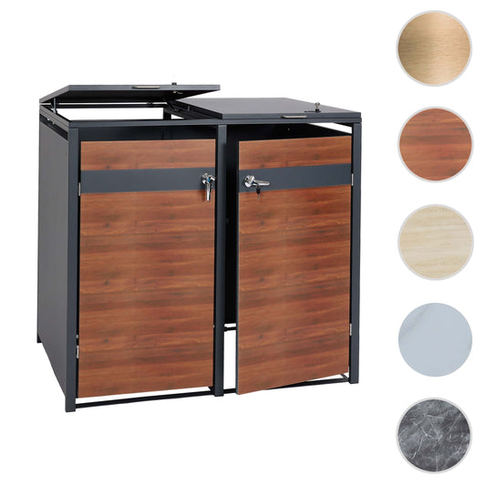 Cosmo Casa - Set van 2 Vuilnisbakbekleding - Uitbreidbaar - Metaal - Kersenhoutlook - Donkerbruin