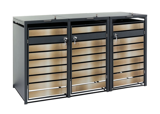 Cosmo Casa - Vuilnisbakbekleding - 3-delig - Metaal & Goudlook - Antraciet