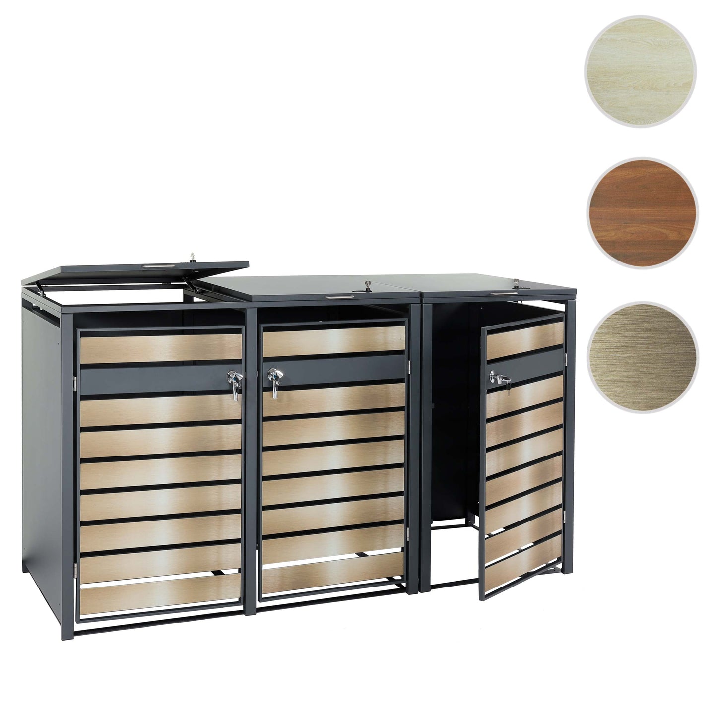 Cosmo Casa - Vuilnisbakbekleding - 3-delig - Metaal & Goudlook - Antraciet