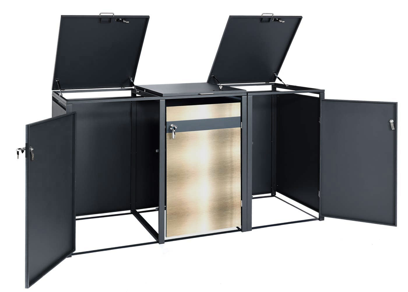 Cosmo Casa - 3-delige Vuilnisbakbekleding - Uitbreidbaar - Metaal - Antraciet-Goud