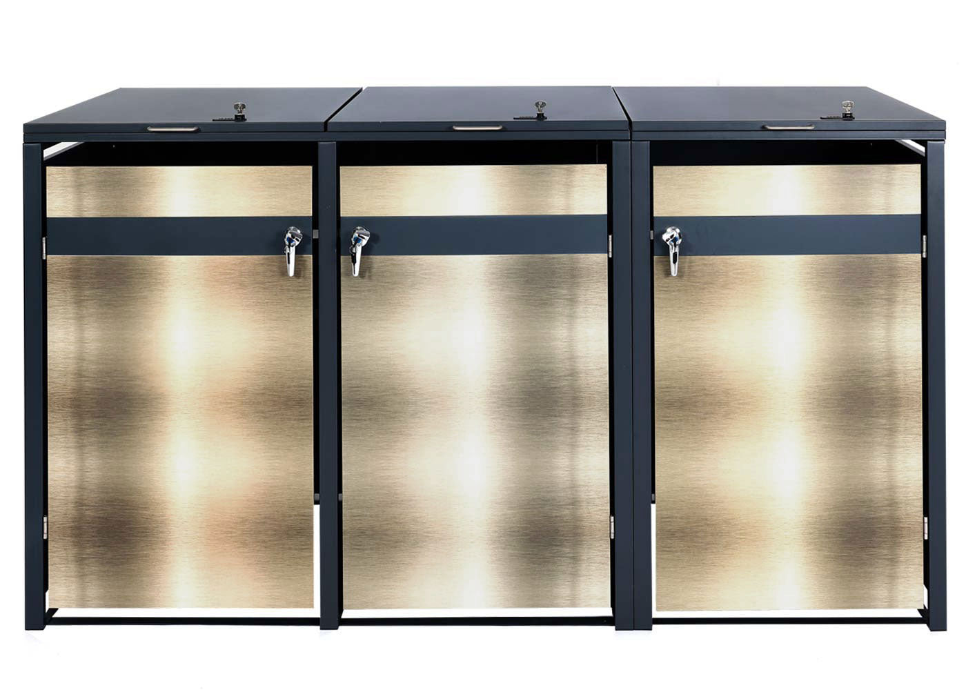 Cosmo Casa - 3-delige Vuilnisbakbekleding - Uitbreidbaar - Metaal - Antraciet-Goud