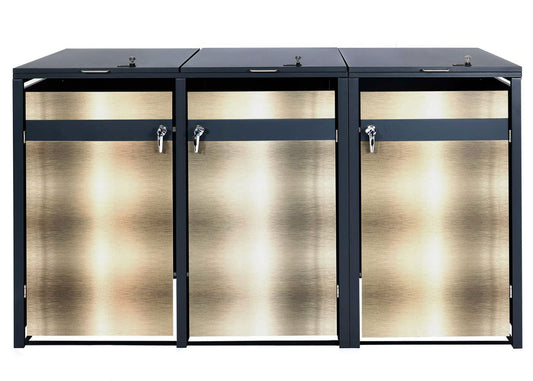 Cosmo Casa - 3-delige Vuilnisbakbekleding - Uitbreidbaar - Metaal - Antraciet-Goud