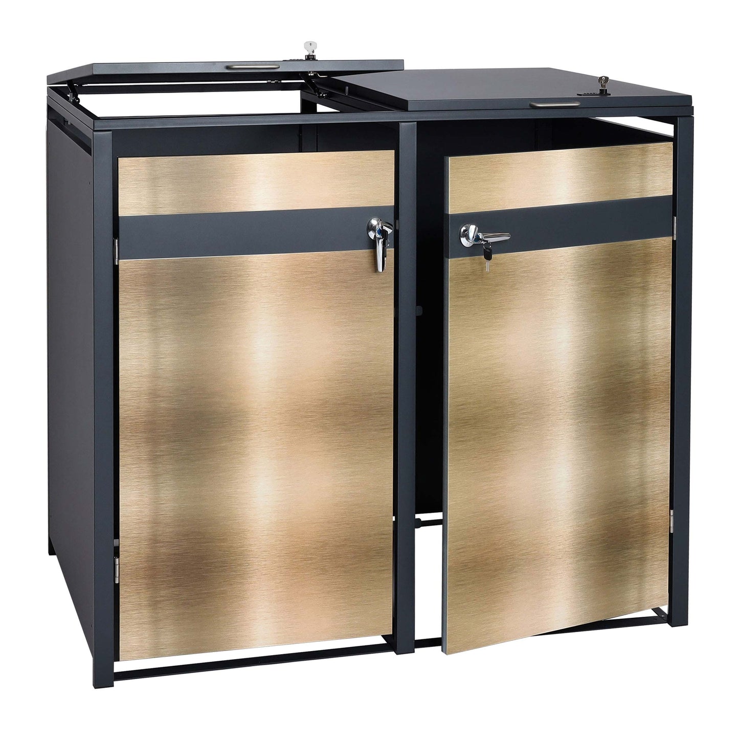 Cosmo Casa - Set van 2 Vuilnisbakbekleding - Uitbreidbaar - Metaal - Antraciet-Goud