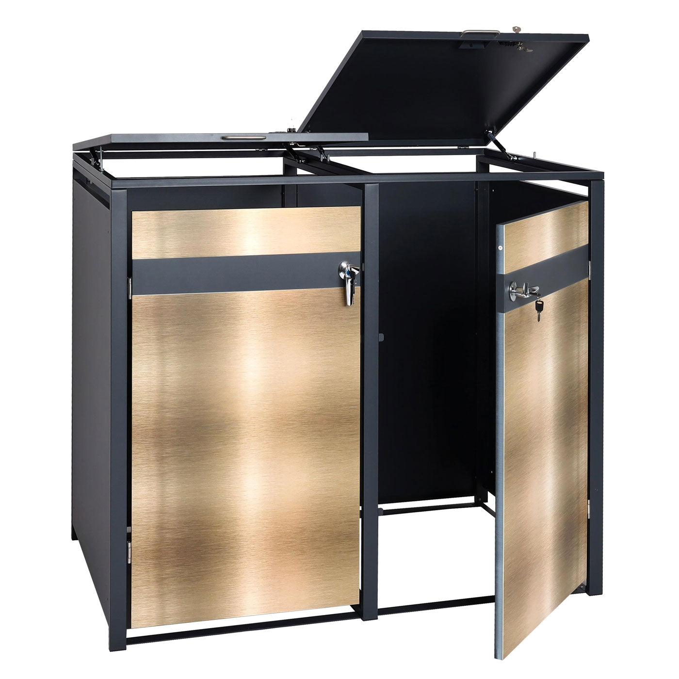 Cosmo Casa - Set van 2 Vuilnisbakbekleding - Uitbreidbaar - Metaal - Antraciet-Goud