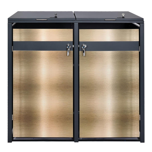 Cosmo Casa - Set van 2 Vuilnisbakbekleding - Uitbreidbaar - Metaal - Antraciet-Goud