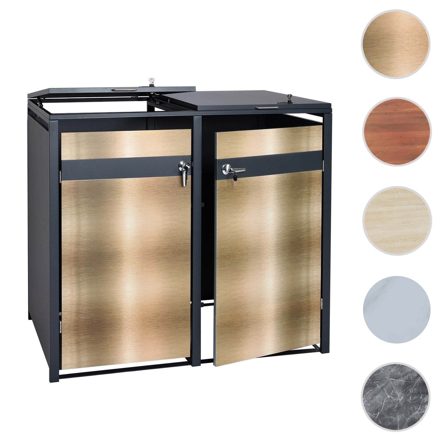 Cosmo Casa - Set van 2 Vuilnisbakbekleding - Uitbreidbaar - Metaal - Antraciet-Goud