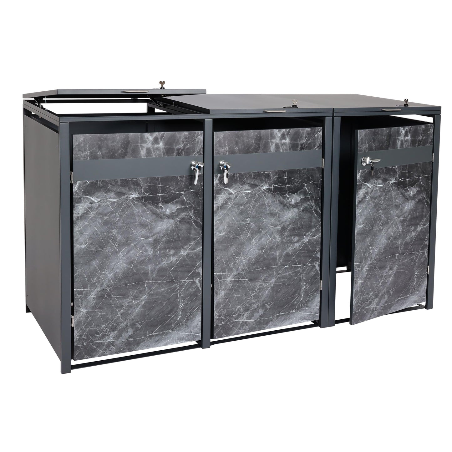 Cosmo Casa - 3-delige Vuilnisbakbekleding - Uitbreidbaar - Metaal - Donkere marmerlook