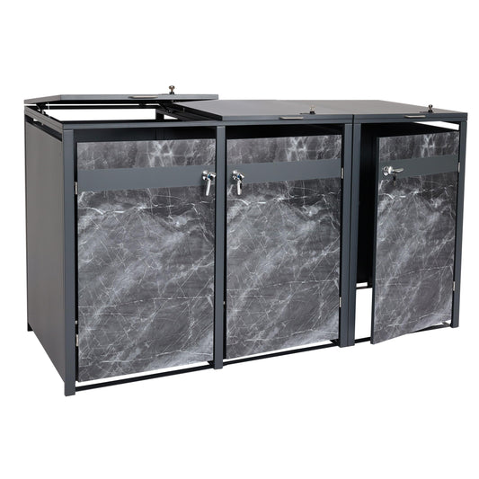 Cosmo Casa - 3-delige Vuilnisbakbekleding - Uitbreidbaar - Metaal - Donkere marmerlook