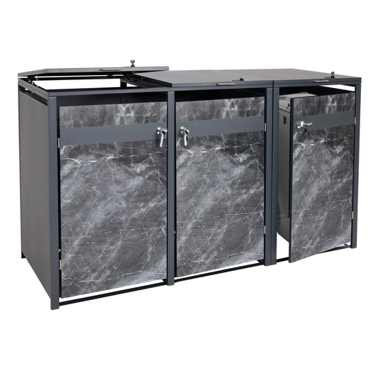 Cosmo Casa - 3-delige Vuilnisbakbekleding - Uitbreidbaar - Metaal - Donkere marmerlook