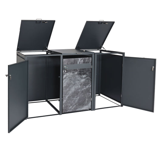 Cosmo Casa - 3-delige Vuilnisbakbekleding - Uitbreidbaar - Metaal - Donkere marmerlook