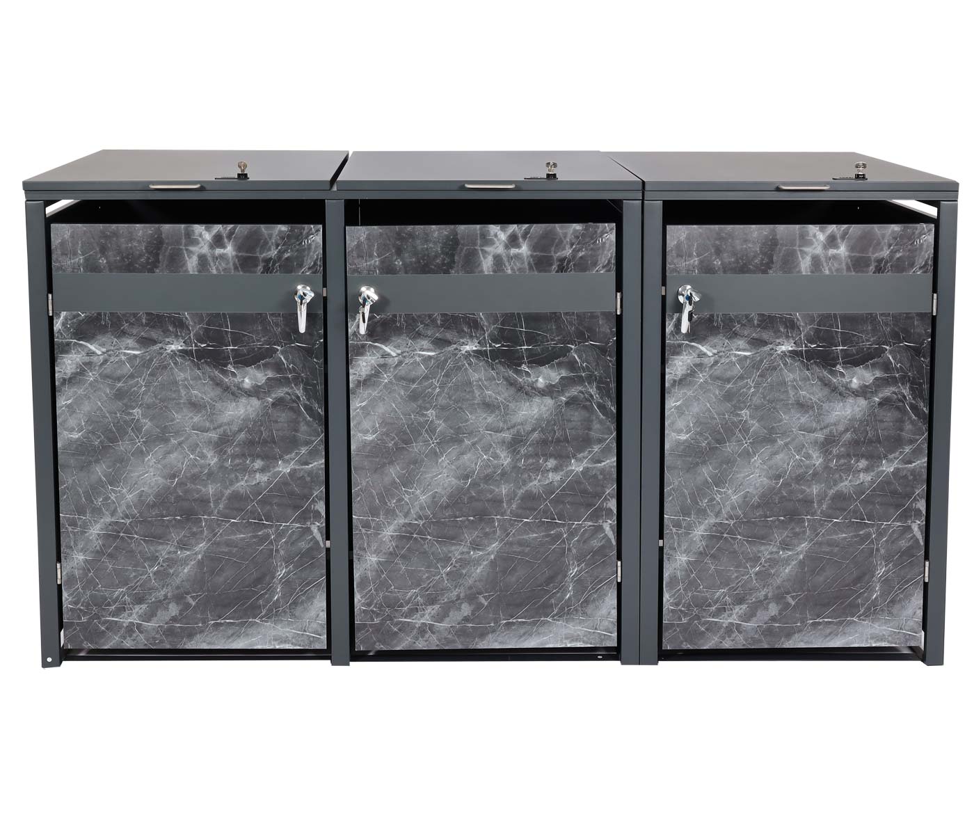 Cosmo Casa - 3-delige Vuilnisbakbekleding - Uitbreidbaar - Metaal - Donkere marmerlook